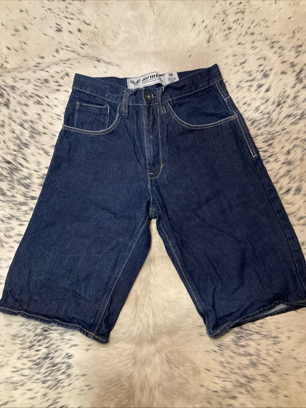 Avirex Men's Dark Blue Denim Jean Shorts